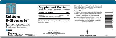 Photo of the Douglas Laboratories Calcium D-Glucarate label
