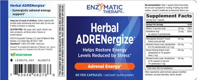 Photo of the Enzymatic Therapy Herbal Adrenergize label