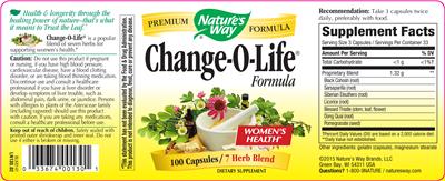 Photo of the Nature's Way Change-O-Life label