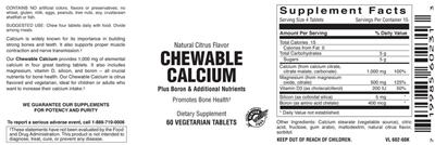 Photo of the Vitamer Laboratories Natural Citrus Flavor Chewable Calcium label
