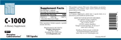 Photo of the Douglas Laboratories C-1000 label