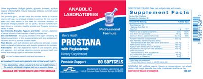 Photo of the Anabolic Laboratories Prostana With Phytosterols label