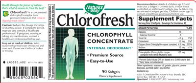 Photo of the Nature's Way Chlorofresh label