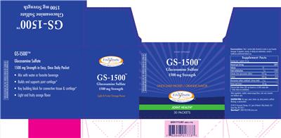 Photo of the Enzymatic Therapy GS-1500 Glucosamine Sulfate 1500 mg Orange Flavor label
