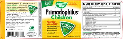 Photo of the Nature's Way Primadophilus Children label