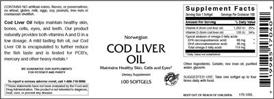 Photo of the VitaCeutical Labs Norwegian Cod Liver Oil label