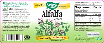 Photo of the Nature's Way Alfalfa Leaves label