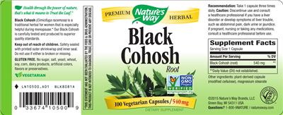 Photo of the Nature's Way Black Cohosh Root label