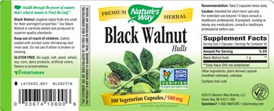 Photo of the Nature's Way Black Walnut Hulls label