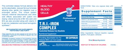 Photo of the Anabolic Laboratories T.R.I.-Iron Complex label