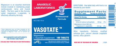 Photo of the Anabolic Laboratories Vasotate label