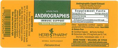 Photo of the Herb Pharm Andrographis label