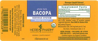 Photo of the Herb Pharm Bacopa label