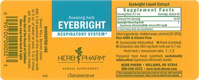 Photo of the Herb Pharm Eyebright label
