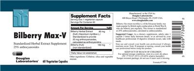 Photo of the Douglas Laboratories Bilberry Max-V label