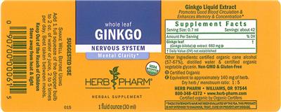 Photo of the Herb Pharm Ginkgo label