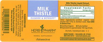 Photo of the Herb Pharm Milk Thistle label