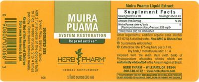Photo of the Herb Pharm Muira Puama label