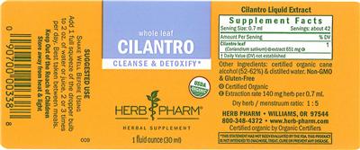 Photo of the Herb Pharm Cilantro label