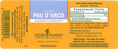 Photo of the Herb Pharm Pau d'Arco label