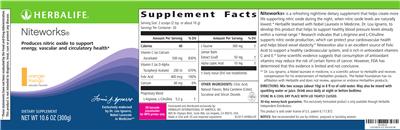 Photo of the Herbalife Niteworks Orange-Mango label