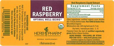 Photo of the Herb Pharm Red Raspberry label