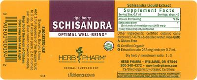 Photo of the Herb Pharm Schisandra label