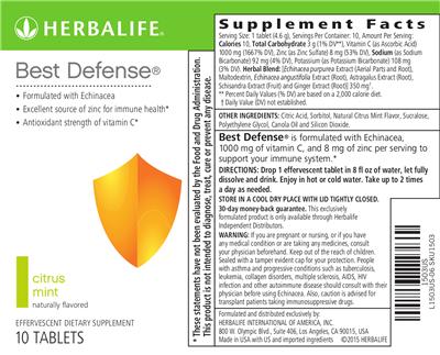Photo of the Herbalife Best Defense Citrus Mint label