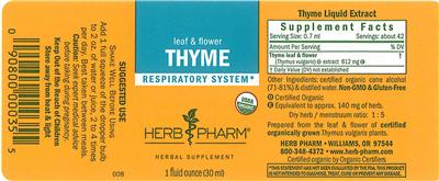 Photo of the Herb Pharm Thyme label