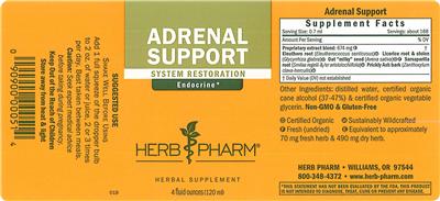Photo of the Herb Pharm Adrenal Support label