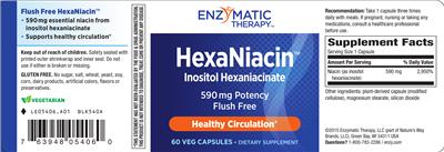Photo of the Enzymatic Therapy HexaNiacin label