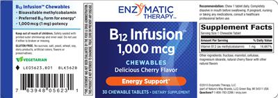 Photo of the Enzymatic Therapy B12 Infusion 1,000 mcg Chewables Delicious Cherry Flavor label