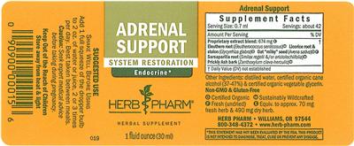 Photo of the Herb Pharm Adrenal Support label