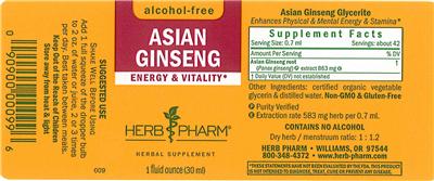 Photo of the Herb Pharm Asian Ginseng Alcohol-Free label