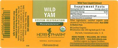 Photo of the Herb Pharm Wild Yam label