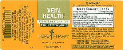 Photo of the Herb Pharm Vein Health label