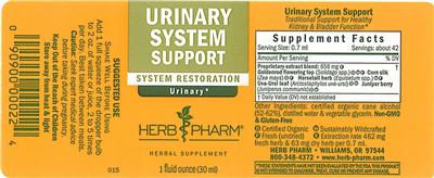 Photo of the Herb Pharm Urinary System Support label
