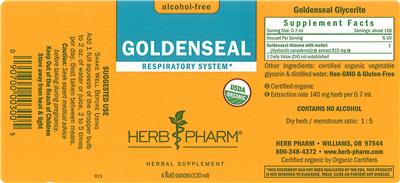Photo of the Herb Pharm Goldenseal label