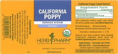 Photo of the Herb Pharm California Poppy label