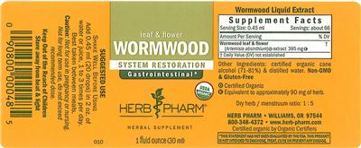 Photo of the Herb Pharm Wormwood label