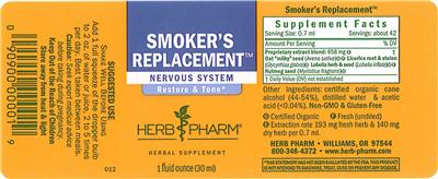 Photo of the Herb Pharm Smoker's Replacement label