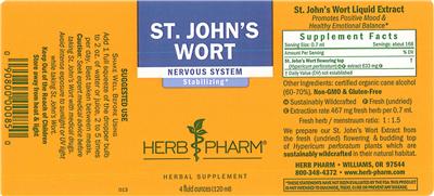 Photo of the Herb Pharm St. John's Wort label
