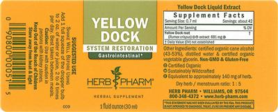 Photo of the Herb Pharm Yellow Dock label