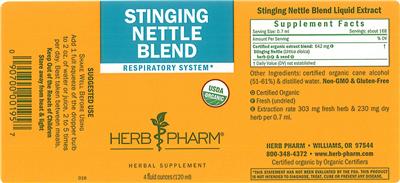 Photo of the Herb Pharm Stinging Nettle Blend label