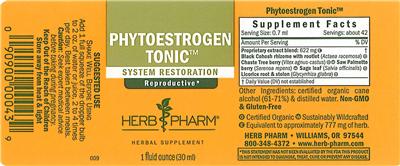 Photo of the Herb Pharm Phytoestrogen Tonic label
