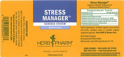Photo of the Herb Pharm Stress Manager label