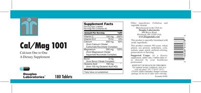 Photo of the Douglas Laboratories Cal/Mag 1001 label