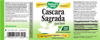 Photo of the Nature's Way Cascara Sagrada Aged Bark label