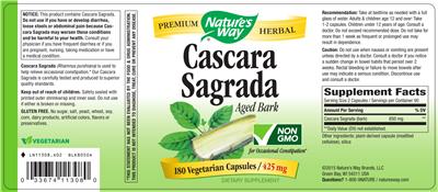 Photo of the Nature's Way Cascara Sagrada Aged Bark label