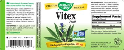 Photo of the Nature's Way Vitex Fruit label